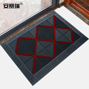 安赛瑞 室外镂空除尘地垫 EVA拼接除尘地垫 拼接式刮泥防滑脚垫 单刷红刷灰底 75×105×2.5cm 23362