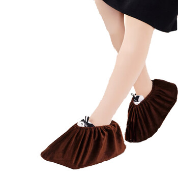 聚远 JUYUAN 绒布防滑底鞋套 加厚绒布鞋套 可重复使用布鞋套 机房洁净鞋套棕色 企业定制