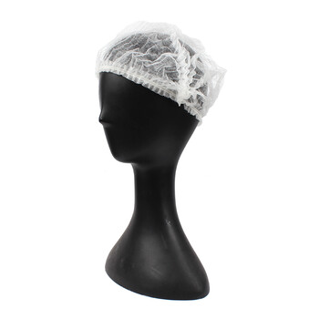 君御 双筋条形帽19英寸10G厨师车间防尘帽透气无纺布保洁防尘头套（白色）100个/包 1包