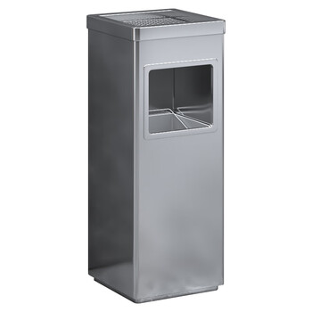 圣极光不锈钢垃圾桶带烟灰缸废物桶方桶710802可定制24*24*61cm