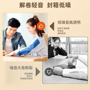 得力(deli)30042轻音封箱胶带 水晶透明低噪胶带 打包胶带48mmx40mx60μm