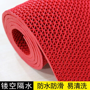 
                                                                                雪中送毯 防滑垫浴室塑料厕所隔水垫商场卫生间走廊过道防滑脚垫 90CM宽大红 3.5MM厚1米价格                