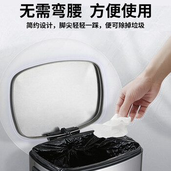 舒蔻 大垃圾桶脚踏式车站大厅大容量翻盖不锈钢垃圾桶大号学校博物馆酒店大堂两分类垃圾桶脚踏方桶【双桶100L】