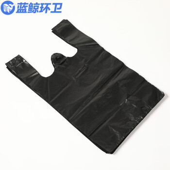 蓝鲸环卫 【36*55cm100个】企业手提式垃圾袋加厚黑色背心带提手特厚塑料小号大号LJHW-9036