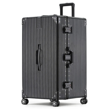 博兿（BOYI）行李箱24英寸拉杆箱男女加厚托运直角运动版铝框旅行箱子BY19816-K黑色
