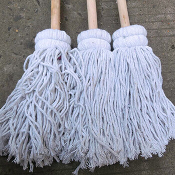 卡质 KAZHI 老式木杆棉线拖把  白棉线拖把圆头拖把 酒店工厂车间公司保洁地拖 10支装