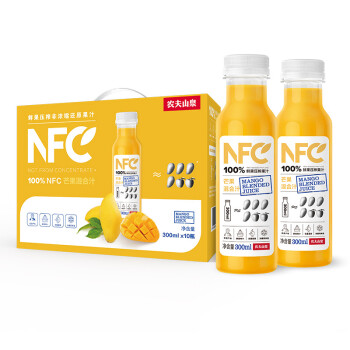 农夫山泉 NFC果汁饮料 100%NFC芒果混合汁300ml*10瓶 礼盒,降价幅度6.2%