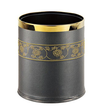 南 GPX-45G 南方多层圆形烤漆垃圾桶 镜金圈 商用酒店宾馆客房不锈钢垃圾桶 果皮桶 房间桶