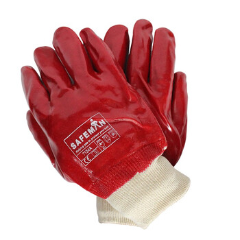 君御7134A红色PVC全浸棉衬手套 12副/打 *1打 红色