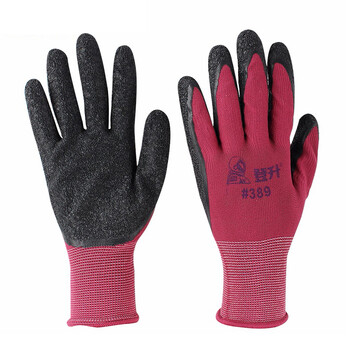 登升 389乳胶手套 13针涤纶耐磨防滑建筑搬运加厚 12双