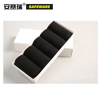 安赛瑞 竹纤维耐磨中筒袜 吸汗袜子 劳保工作袜 劳防用品 男士均码 5双装黑色 10818