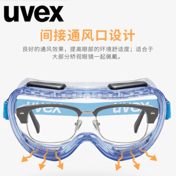 uvex优唯斯 9005714防雾防尘防风沙防飞溅户外骑行眼镜透明镜片防护眼罩 定做 1付