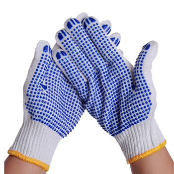 鲁坤 LK-03 线手套 点胶手套手掌处带橡胶小点劳保手套点塑带胶耐磨工地