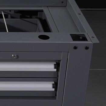 沛桥操作台PQ-3216钳工检验台维修工具桌四抽双挂板带棚板 1.2米（钢板台面）