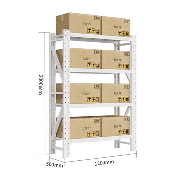 天旦钢制货架TD-H1016仓库库房展示架置物架1200*500*2000mm承重300KG/层灰白