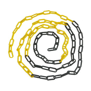 金诗洛 KSL201 塑料警示链条 路锥链条隔离链条警示防护隔离墩链条 (8mm黄黑-5米）
