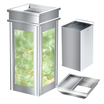 科力邦（Kelibang） 不锈钢垃圾桶 直投方桶酒店垃圾桶宾馆电梯口烟灰桶垃圾桶上开口 湖水绿 KB1020
