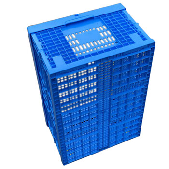 海斯迪克 HK-509 塑料折叠筐 加厚蓝色折叠周转筐 果蔬配送摺叠框塑胶折叠筐 600*400*360mm（无盖)