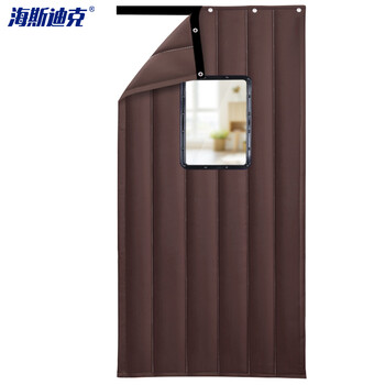 海斯迪克 防寒保暖挡风加棉门帘1件 宽80*高220cm有窗咖啡色(牛津布) HKZ-72