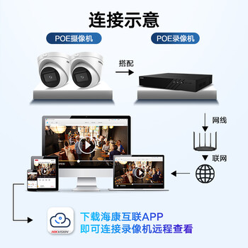 HIKVISION海康威视摄像头监控800万超高清室内外星光夜视拾音手机远程摄像机3386FWDV2-IS4mm