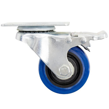 冰禹 BY-712 中型加厚脚轮 工业脚轮 推车轮子 灰色/蓝色随机发货  4寸刹车轮