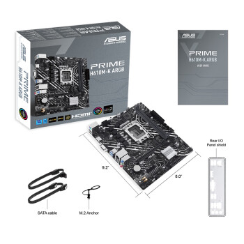 华硕（ASUS）PRIME H610M-K ARGB 支持 CPUG 7400/G6900/12100F（Intel H610/LGA 1700） 