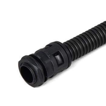 BOWERY波纹管接头直插式尼龙塑料管快速接头波浪穿线保护管软管接头黑色密封固定接头AD13/PG9 1个