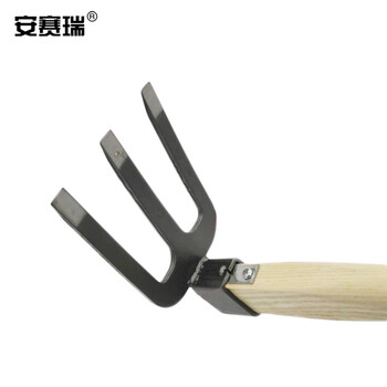 安赛瑞 三齿耙子 短柄松土耙草耙短柄松土三齿耙园林农用工具刨土挖土松花园阳台种植工具 长约37cm 530183