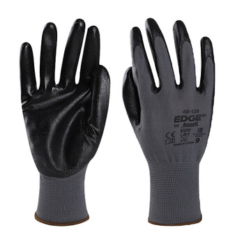 ANSELL 48-128丁腈涂层劳保手套 掌浸防滑耐油耐磨抗撕裂机械防护手套 8码 12双