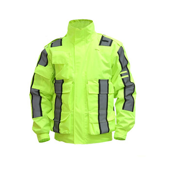 者也 反光雨衣套装 1套 工装定制logo加厚执勤警示骑行外卖防水雨披 L码027