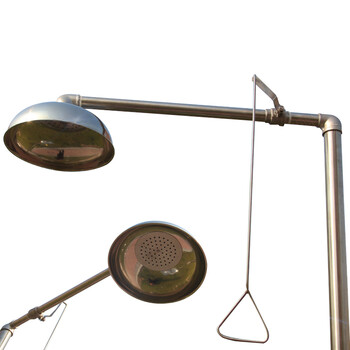 海斯迪克 HK-673 304不锈钢双口喷淋洗眼器 工业实验室验厂用立式紧急冲淋洗眼装置 复合双口紧急冲淋式