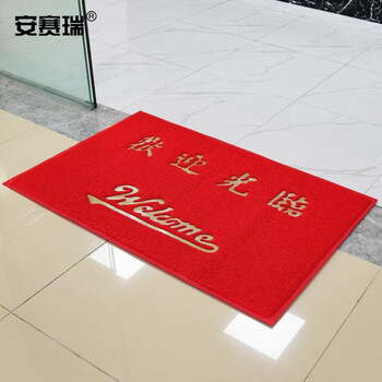 安赛瑞 PVC丝圈防滑地垫 除尘脚垫酒店商厦迎宾进门垫 欢迎光临 宽115长145cm红色 12215