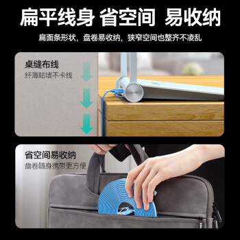 山泽（SAMZHE）六类网线 扁线 CAT6类千兆扁平家用电脑路由器非屏蔽网络连接线 成品跳线 蓝色5米 SZ-605BE