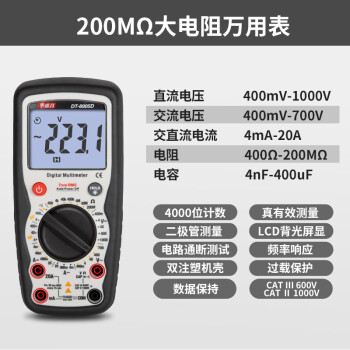 华盛昌（CEM）DT-8905D 数字万用表 真有效值防烧背光 高精度电工表 多功能电流表万能表 交直流