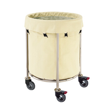 南 C-63 南方大号圆形布草车 镜钢 客房服务车酒店宾馆多功能清洁手推车保洁车
