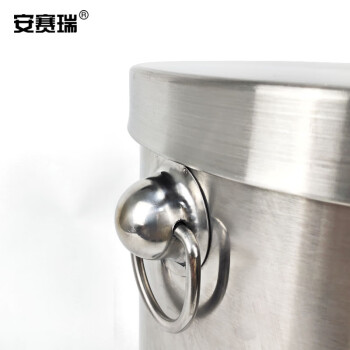 安赛瑞 不锈钢茶渣桶 大容量茶水桶排水桶 带盖加厚茶渣过滤垃圾筒 砂钢 20L 26744