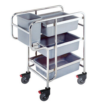 南 C-23 收碗碟车 镜钢 三层塑料收碗车 收餐车收碗碟车盆桶餐具收集车