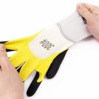者也 12双 加厚浸胶防滑手套建筑工地防护手套 双层耐磨-加厚黄黑