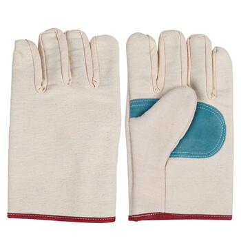 君御 帆布加皮加皮加厚耐磨手套 机修电焊工地作业防护用品 20副起定 白 均码