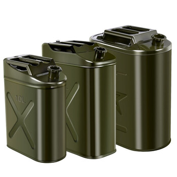 盛富永 加油桶汽油桶柴油桶 大铁皮柴油壶罐摩托汽车备用油箱  铁盖扁桶+油管立式10L