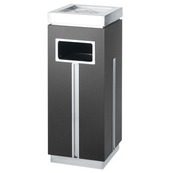 兰诗（LAUTEE）DB6056 不锈钢垃圾桶烟灰桶垃圾回收箱加厚果皮箱 黑色黑金双桶禁烟