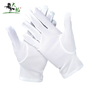 大杨281白色三筋礼仪手套10双装 接待劳保手套