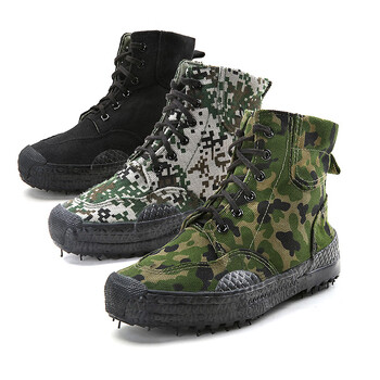 者也 劳保胶鞋 1双 绿色高帮防滑透气登山户外徒步鞋 36码3520