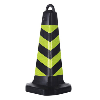 者也 交通路锥反光路障锥雪糕桶筒警示柱施工隔离墩安全锥圆锥停车场门口禁停标识 黑黄67CM斜纹
