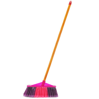 益美得 木柄硬毛扫把户外庭院笤帚商用物业环卫清洁扫把 黄斜杆宽头硬毛（三把装）