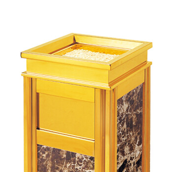 南 GPX-6D 四菱角座地烟灰桶 镜金 啡网纹人造石 酒店会所大堂楼道烟缸垃圾桶 不锈钢垃圾桶 立式烟灰桶