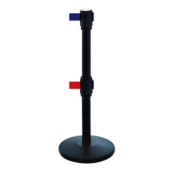 南 LG-A 双节伸缩带栏杆座 黑色 2米线栏杆座 隔离带护栏杆警戒围栏银行排队立柱