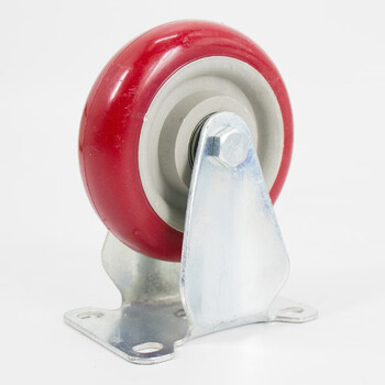 海斯迪克 中型聚氨酯定向轮 工业pu轮枣红色手推车板车脚轮 3寸定向轮（3个起售）