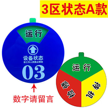 旷尔 机器设备状态标识牌 新编码号码磁吸式 数字标牌旋转亚克力运行管理制定【3区A款 24×24cm】