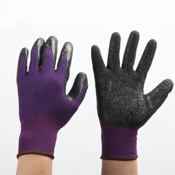 鲁坤  尼龙皱纹手套 挂胶线透气防滑防油劳保